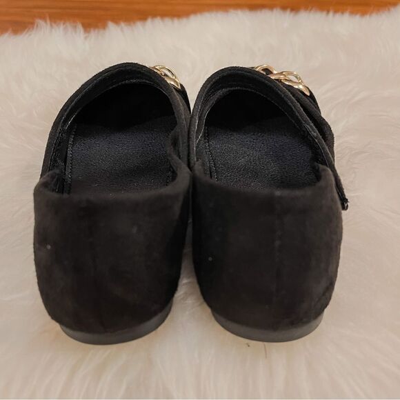 🍋 NWB! Little Girls’ Mary Jane Flats w/Hook & Loop Strap & Gold Chain Detail Si - Picture 6 of 10